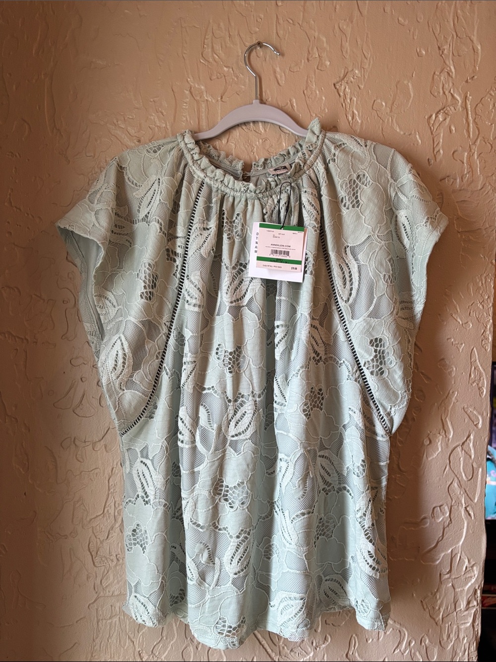 Anne Klein Lace Overlay Short-Sleeve Blouse